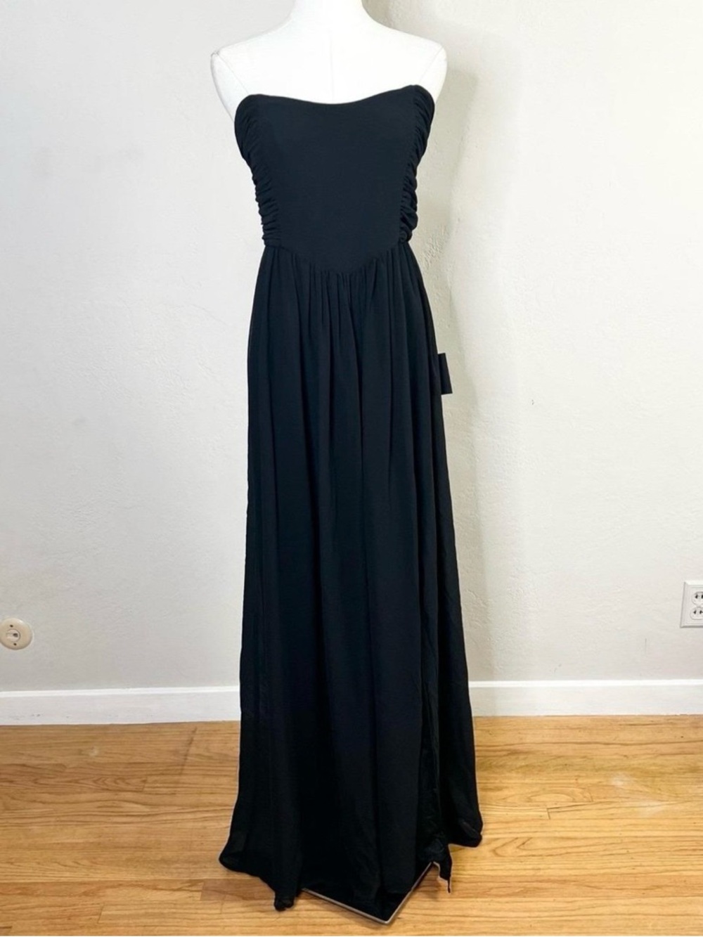 Lulus Strapless Black Maxi Dress - Elegant Evening Gown NWT